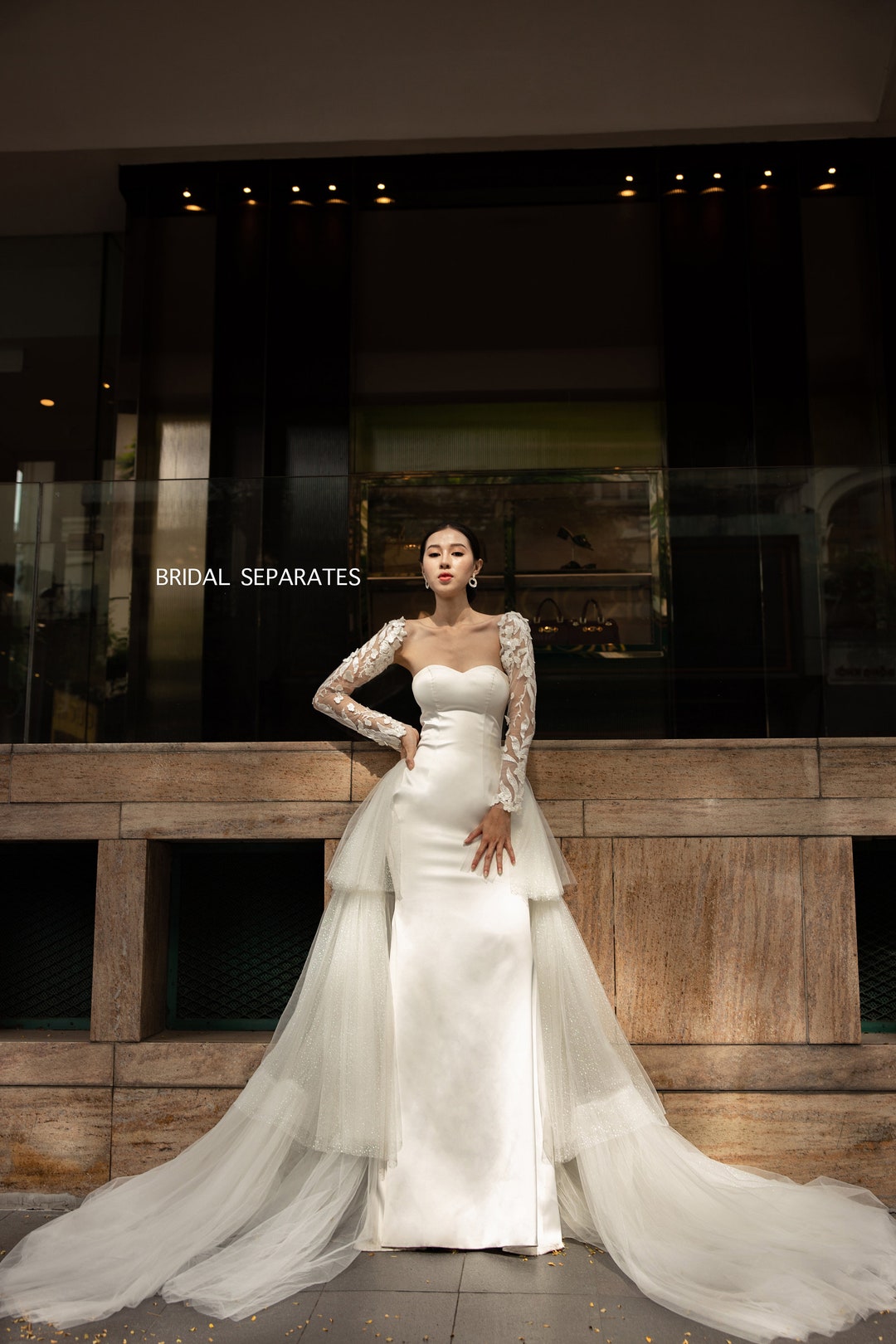 Tiered Wedding Dress Overskirt, Tulle Bridal Dress Overskirt ...