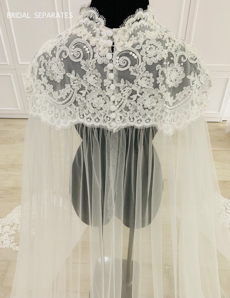 Lace Bridal Cape Veil Lace Wedding Cape Long Bridal Cape Etsy