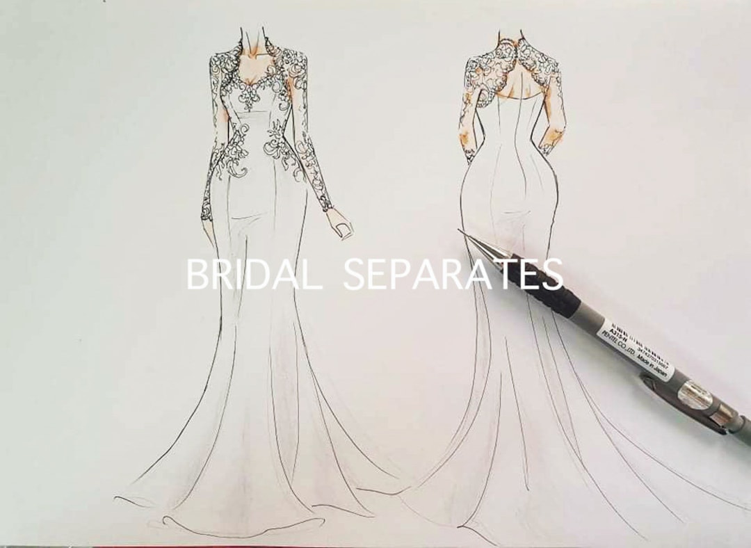 green emerald velvet dress Custom Wedding Dress llustration from Photo