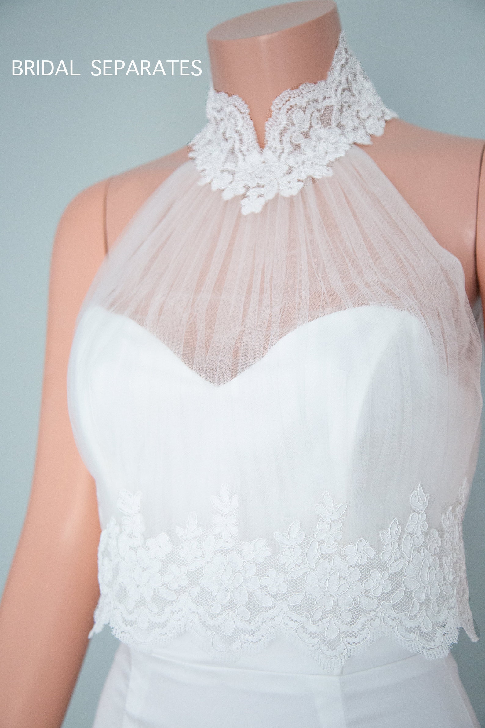 Bridal Dress Topper With Lace Bridal Top Lace Halter Neck | Etsy