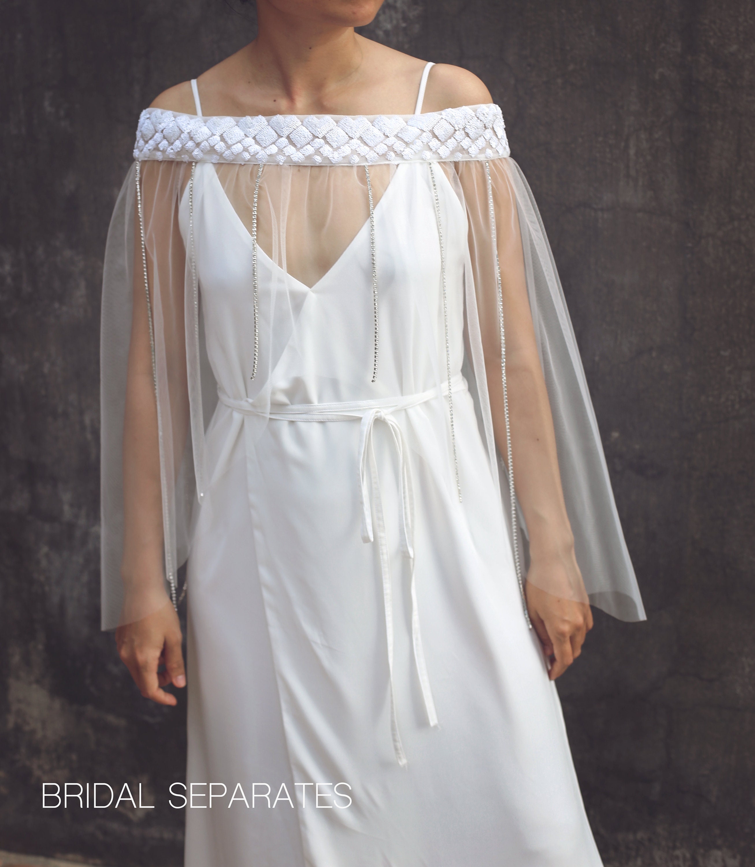 Bridal Capelet Bridal Dress Cover Up Embellished Bridal Etsy