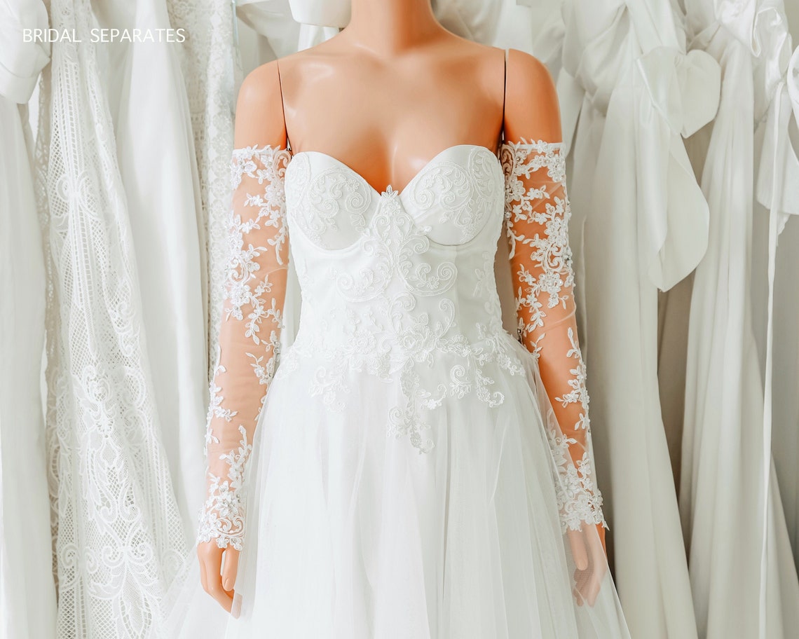 Custom Detachable Sleeves Wedding Dress Sleeves Bridal Long Etsy