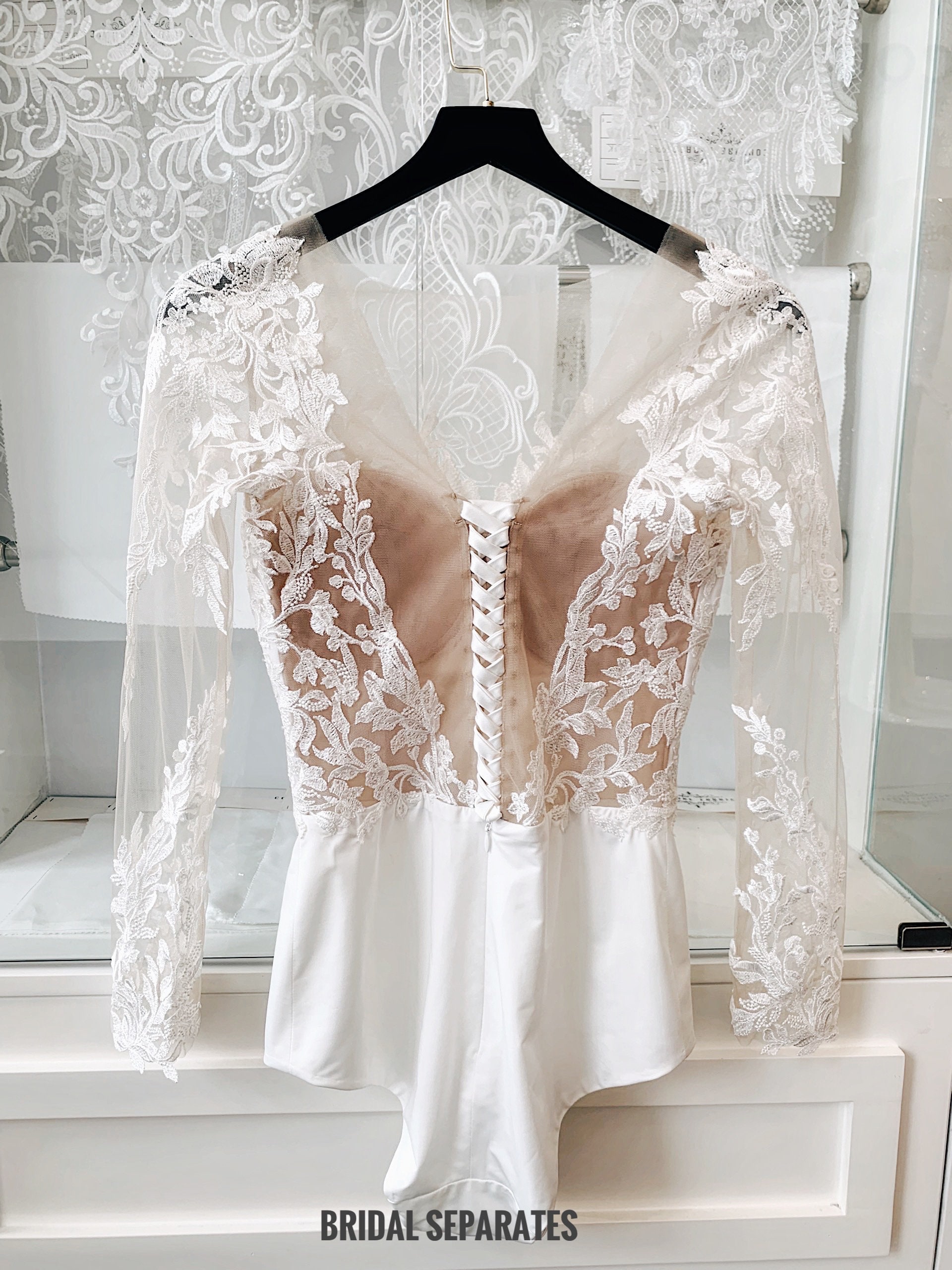 White Lace Longs Sleeve Bodysuit