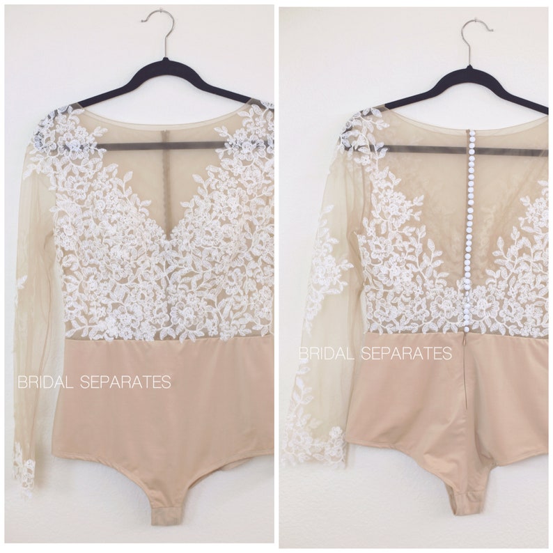 Lace Bridal Bodysuit Long Sleeve Bridal Bodysuit Wedding Etsy