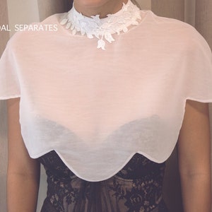 Wedding Cape, Custom Wedding Cape Chiffon, chiffon Bridal Cape , Bridal Shrugs,  Wedding Dress Cape, Bridal Capelet / &quot;Cape 208&quot;