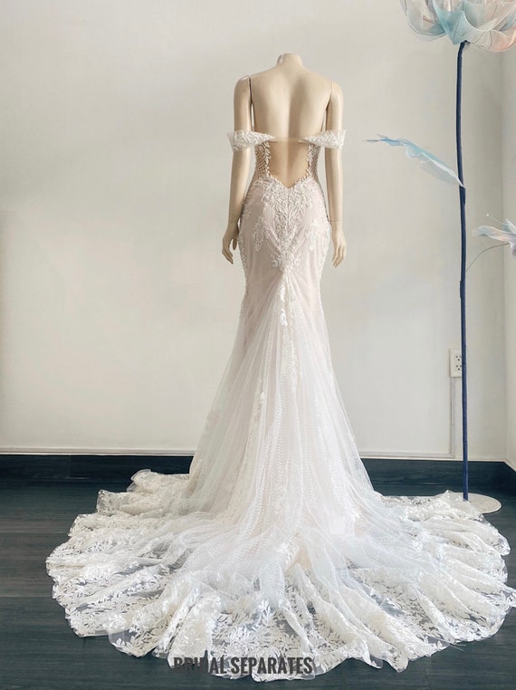 Off Shoulders Mermaid Wedding Dress Lace, Strapless Mermaid Wedding Dres, Bridal  Dress Mermaid, Mermaid Wedding Gown Lace / Dress 82 - Etsy