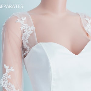 Detachable Bridal Long Sleeves, Detachable Wedding Dress Long Sleeves, Detachable Bridal Sleeves, Wedding Sleeve Attachable / "Sleeves 250" image 3