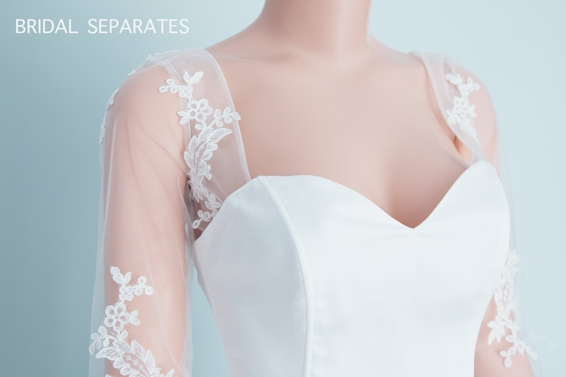 Detachable Bridal Long Sleeves, Detachable Wedding Dress Long Sleeves, Detachable Bridal Sleeves, Wedding Sleeve Attachable / "Sleeves 250" image 3