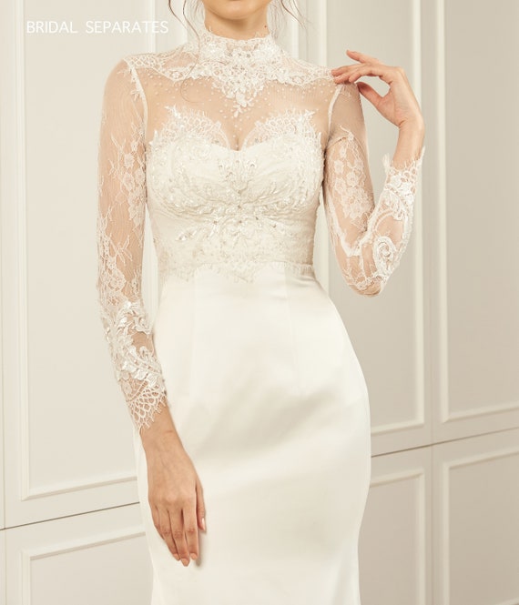 Long Sleeves Popular Wedding Dresses, Custom Design Lace Bridal Gowns Long Sleeves Popular Wedding Dresses, Custom Design Lace Bridal Gowns