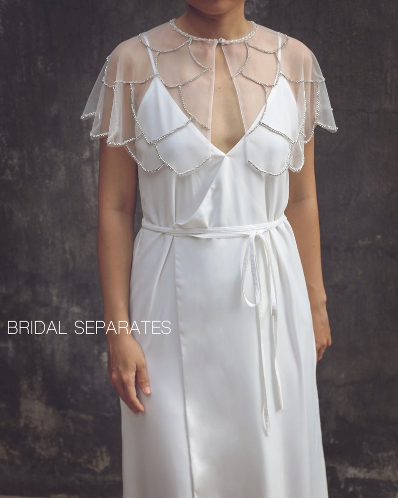 Crystal Bridal Capelet Rhinestones Wedding Capelet Etsy