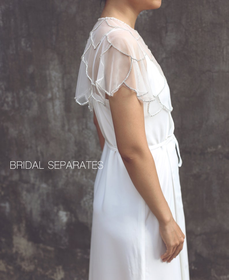 Crystal Bridal Capelet Rhinestones Wedding Capelet Etsy