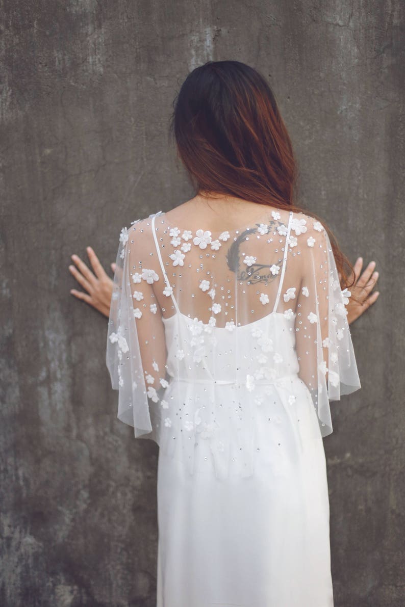 Embellished Bridal Dress Cover Up Lace Wedding Dress Cover Up Bridal Bolero Tulle Lace Bridal Cover Up Cape 97 Tulle Wedding Cape