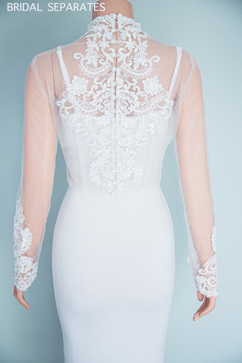 Lace Wedding Topper Lace Bridal Topper Long Sleeve Wedding Etsy