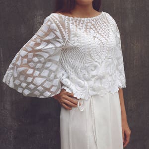 Sequin Lace Bridal Dress Topper, Bridal Shrugs, Bridal Cover Up, Wedding Dress Cover Up, Sequin Lace Bridal Dress Cover Up  / &quot;Cape 108&quot;