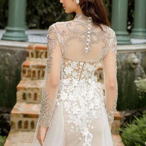 High Neck Bridal Topper With Crystals , High Neck Wedding Dress Topper ...