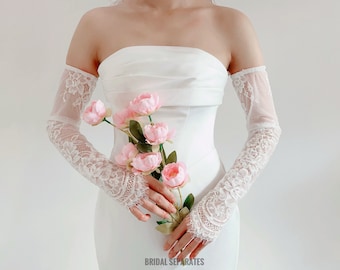Removable Chantilly Lace Sleeves for Wedding Dress, Bicep Wedding Sleeves Detachable, Detachable Bridal Long Sleeves / Sleeves “Chantilly”