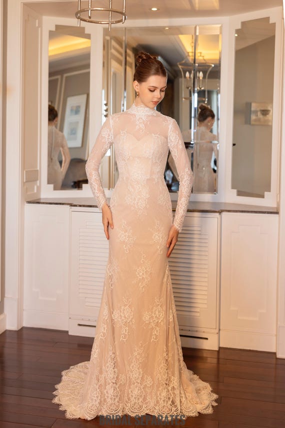 French Lace Wedding Dress, Long Sleeves Lace Bridal Dress, Lace Wedding Gown Long Sleeves, Chantilly Lace Bridal Dress / Item Oksana - Etsy Israel French Lace Wedding Dress, Long Sleeves Lace Bridal Dress, Lace Wedding Gown Long Sleeves, Chantilly Lace Bridal Dress / Item Oksana - Etsy Israel
