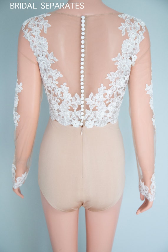 Lace Bridal Bodysuit, Long Sleeve Bridal Bodysuit, Wedding Separates  Bodysuit, Bridal Bodysuit, Lace Bridal Bodysuit / bodysuit 01 