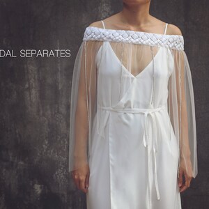SALE- Bridal Capelet, Bridal Dress Cover Up, Embellished Bridal Dress Shrug, Tulle Wedding Cape, Bridal Shrug Tulle / &quot;Cape 121&quot;