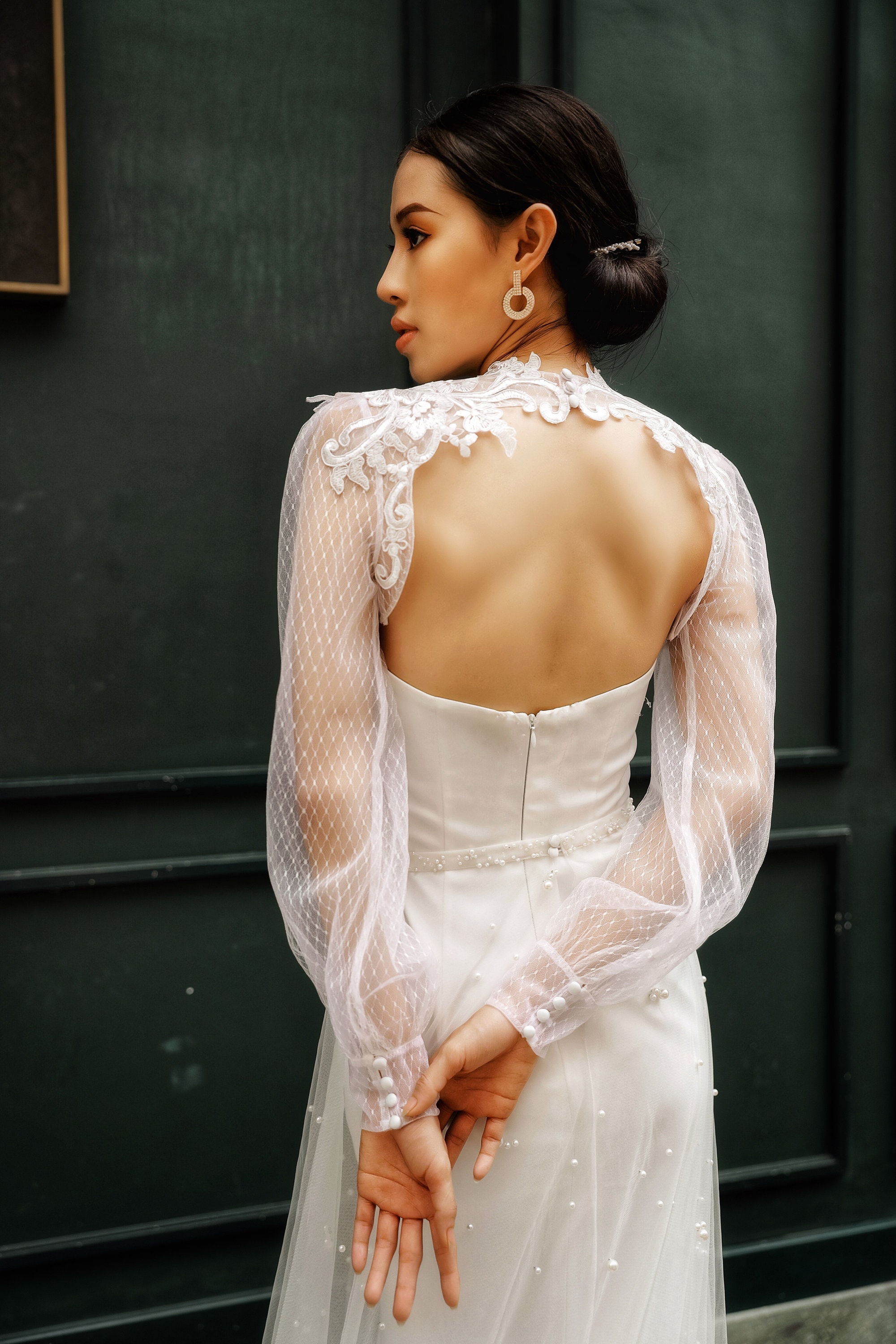 Bolero Long Sheer Lace Dress AiiRZ Lace Ruched Spaghetti Strap Fitted Maxi  Dress With Sheer