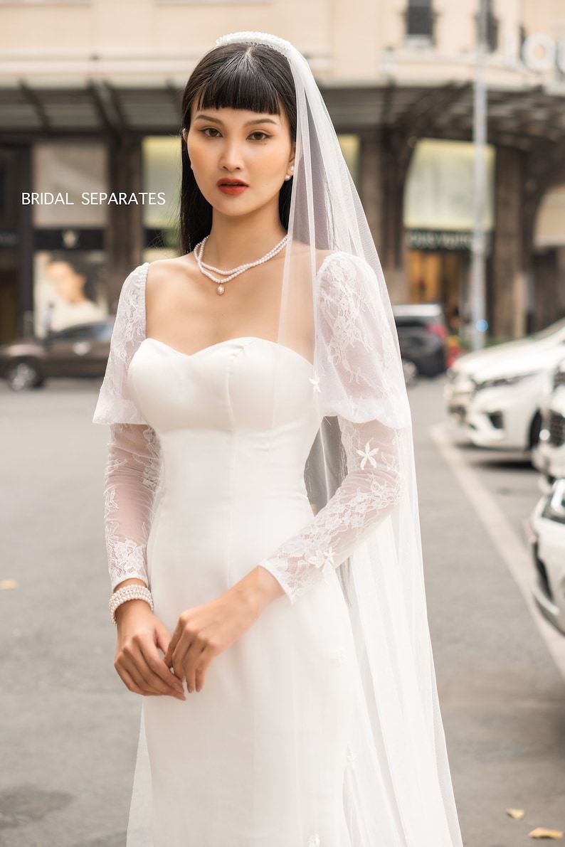 Detachable Long Sleeves Wedding Dress Lace Detachable Bridal Etsy