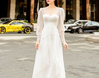 Long Bridal Cape, Long Bridal Bolero, Long Sleeves Wedding Dress Topper, Bridal Cape Veil, Wedding Dress Cape / Bolero L10