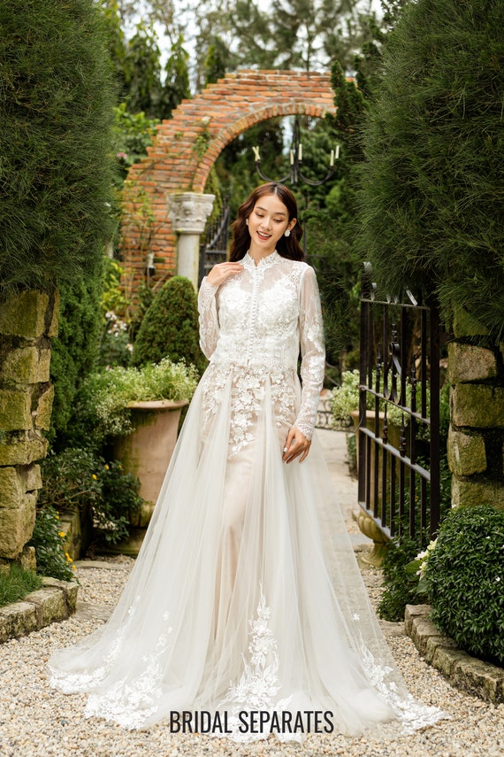 Wedding dress clearance topper long sleeve