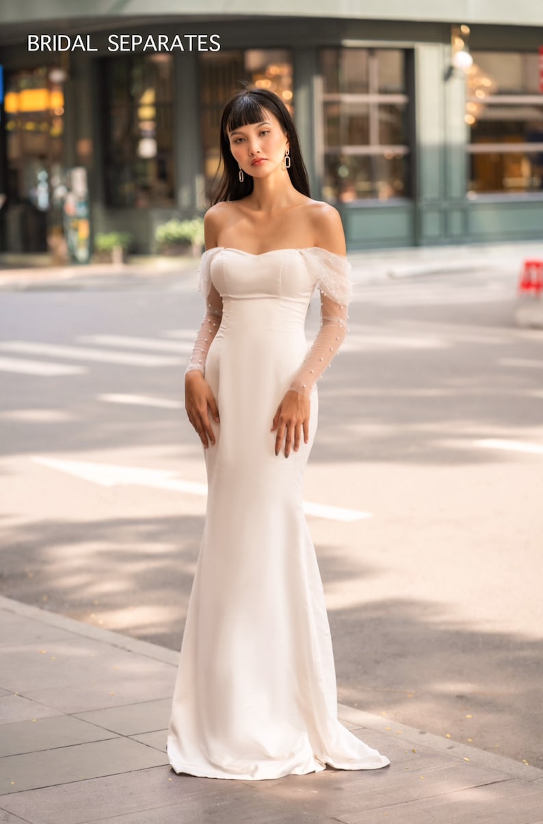 Custom Detachable Bridal Sleeves off Shoulder Wedding Dress Etsy