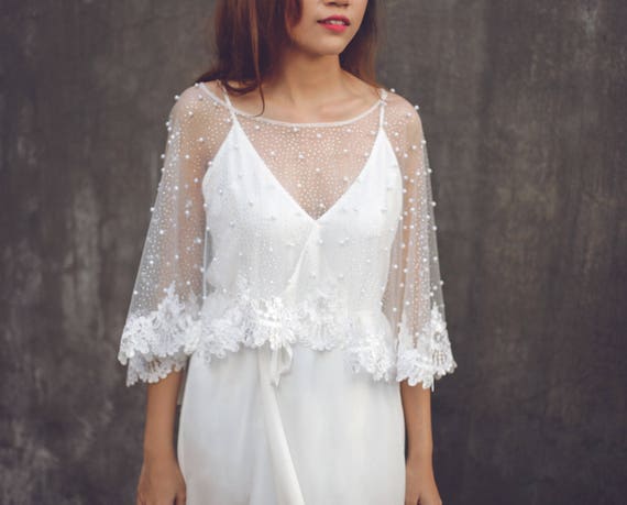 Pearl Bridal Cape Custom Wedding Cover Upbridal Cover Up Etsy