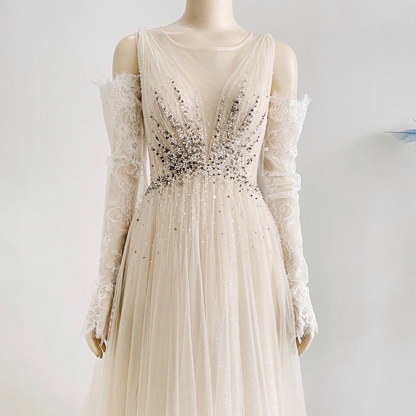 Detachable Bridal Sleeves, Removable Wedding Dress Sleeves, Bridal Off Shoulder, Lace Bridal Sleeves, Bridal Sleeves/ Sleeves 200