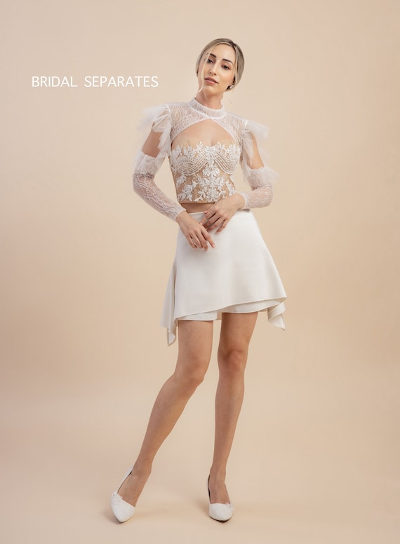 long sleeve bolero for wedding dress Ivory long sleeve lace bolero with keyhole back, Large