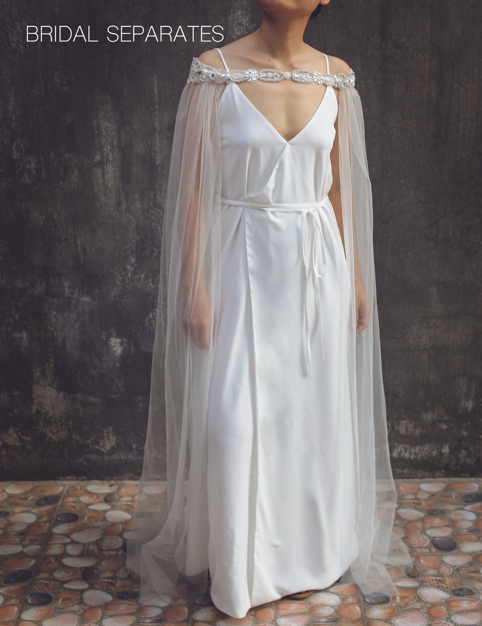 Crystal Bridal Cape Veil Wedding Cape Veilbridal Lace Cape Etsy