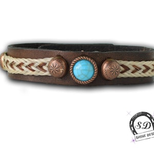 Western Style Rustic Leather and Horse Hair Bracelet