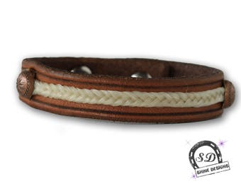 Bracelet en crin de cheval en cuir