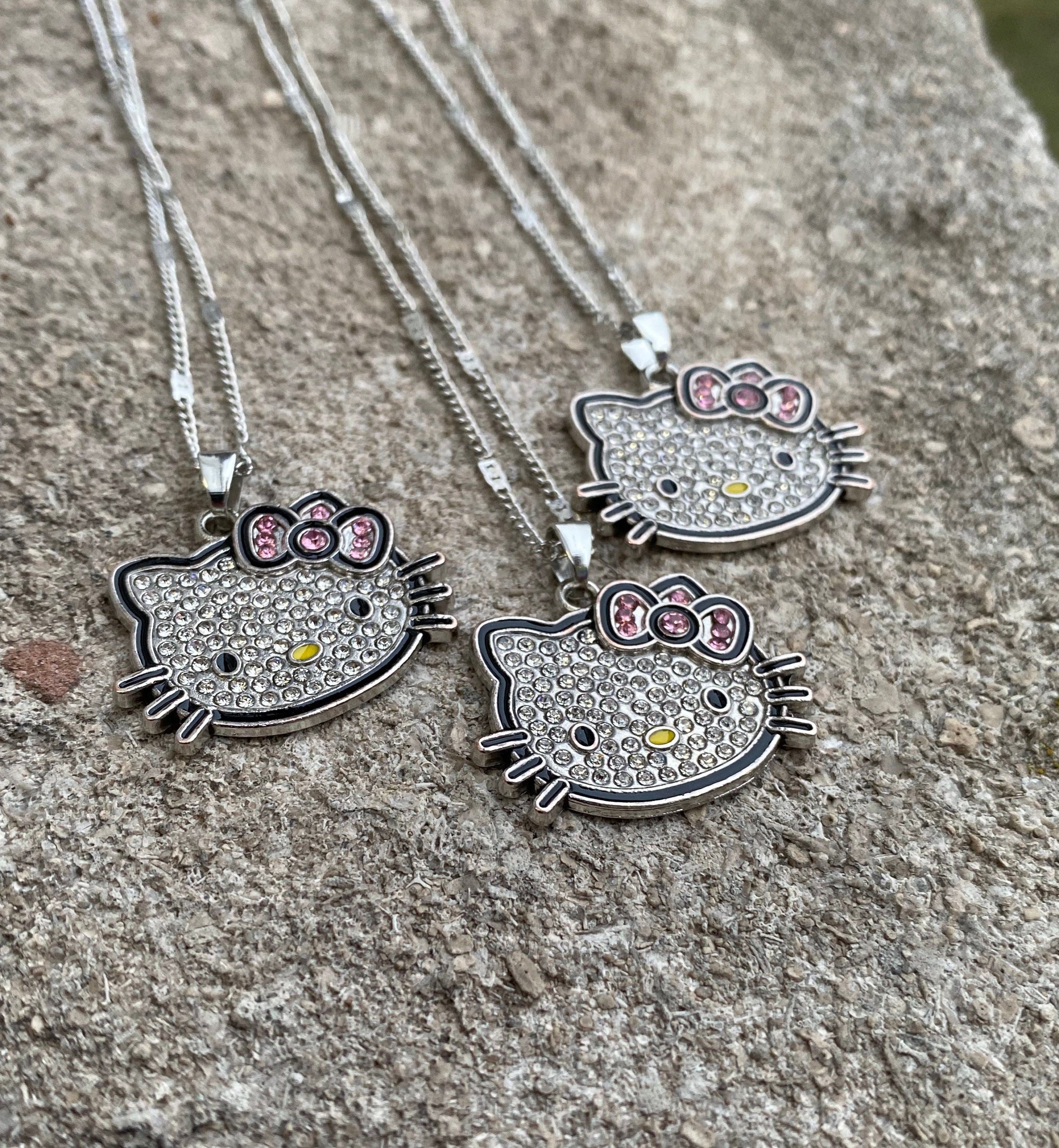 Rhinestone Kitty Necklace 3 Y2k Hello Kitty Inspired - Etsy