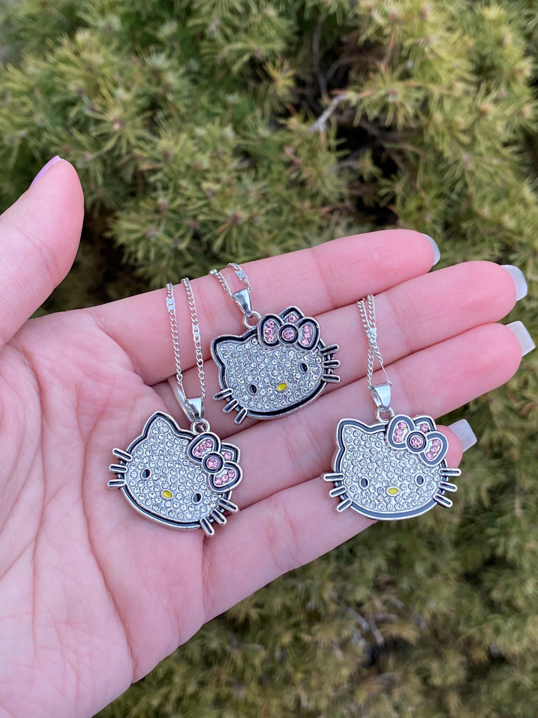 Rhinestone Kitty Necklace 3 Y2k Hello Kitty Inspired - Etsy