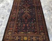 Vintage Rug (Size 215 x 115 centimeters) Handmade Afghan Tribal Baluchi Rug, Caucasian rug, Turkish Rug, Antique rug, Traditional Rug Kilim