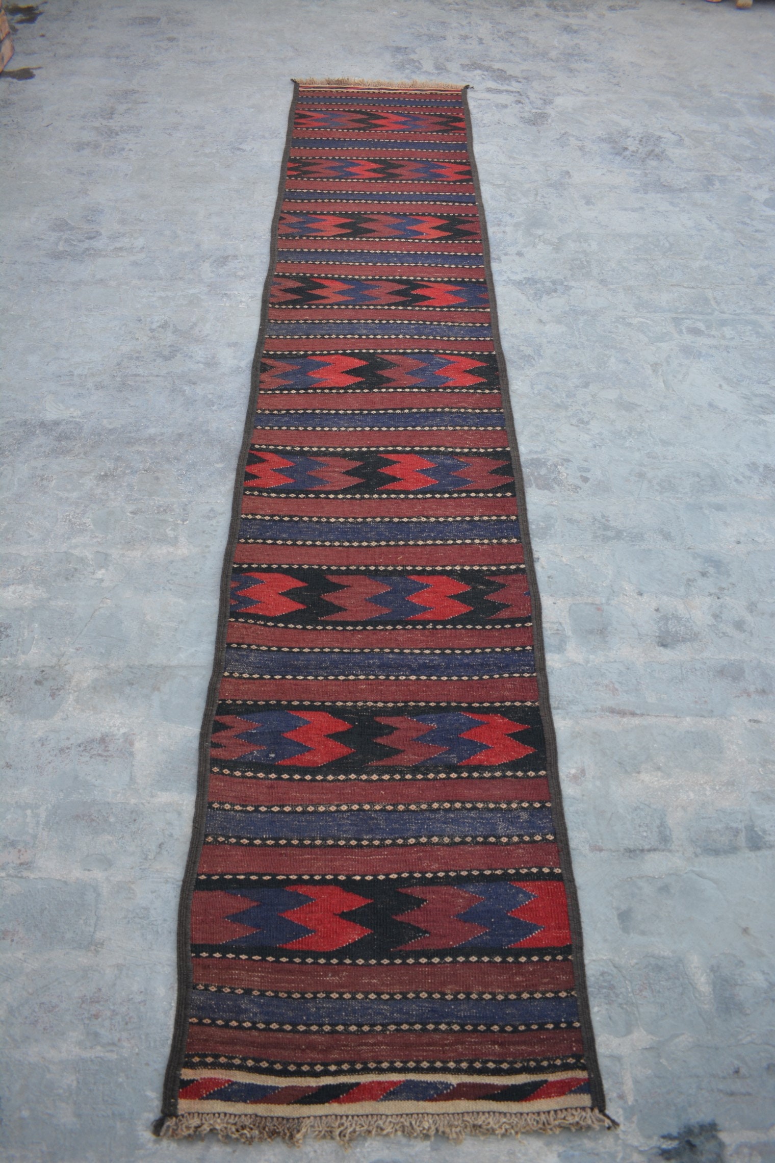 tribal kilim antique exquisite handmade Afghan Maldari kilim. Size; 2.2 x 10.9 feet Any room décor runner