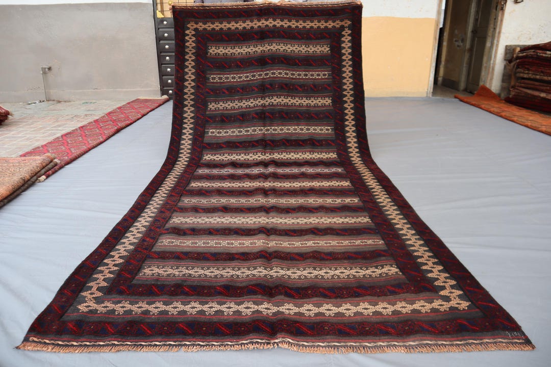 196×144cm 手織りアフガンキリム スザニ トライバルラグ