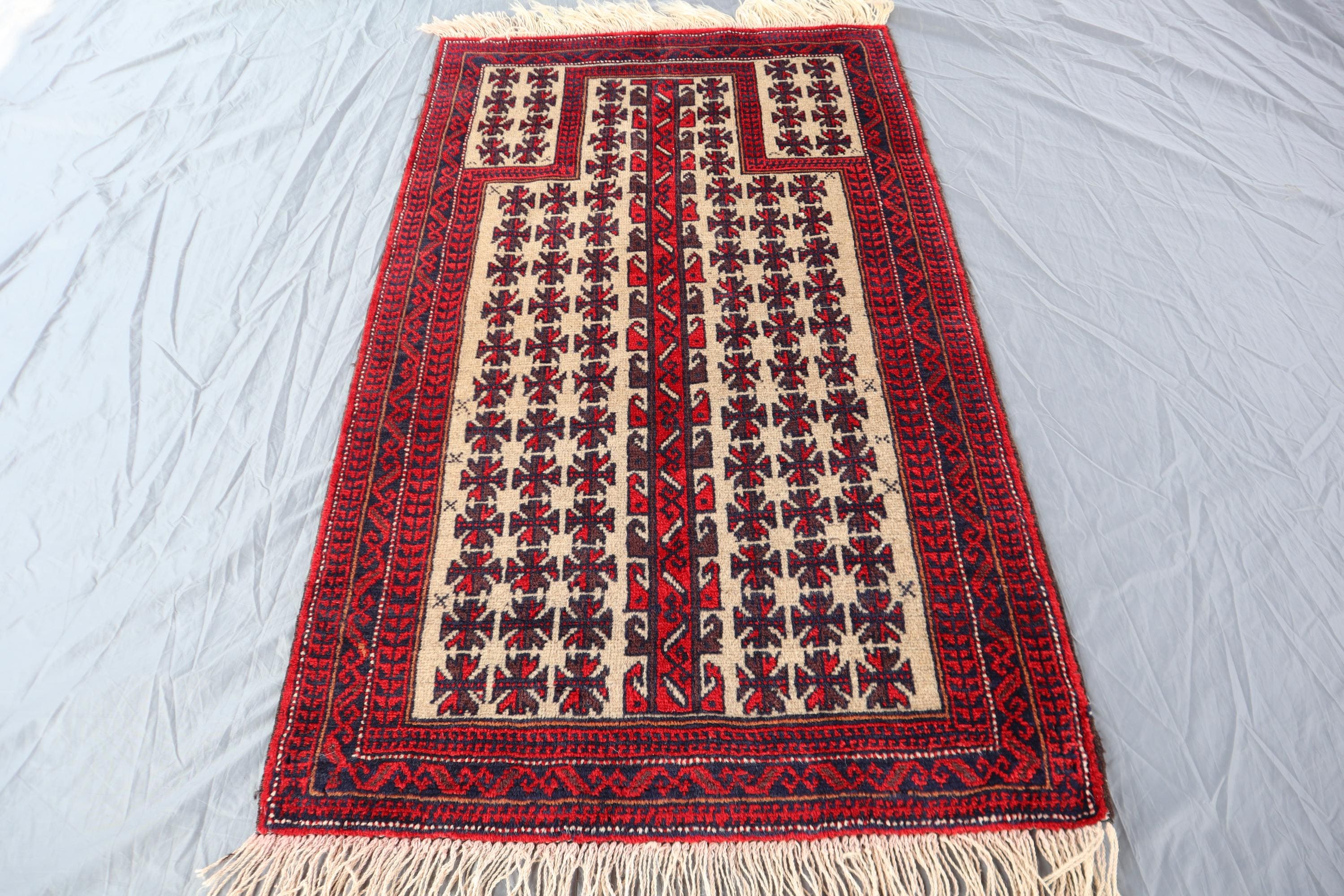 3x5 ヴィンテージ アフガニスタン 祈祷用ラグ - 部族遊牧民ウール ラグ