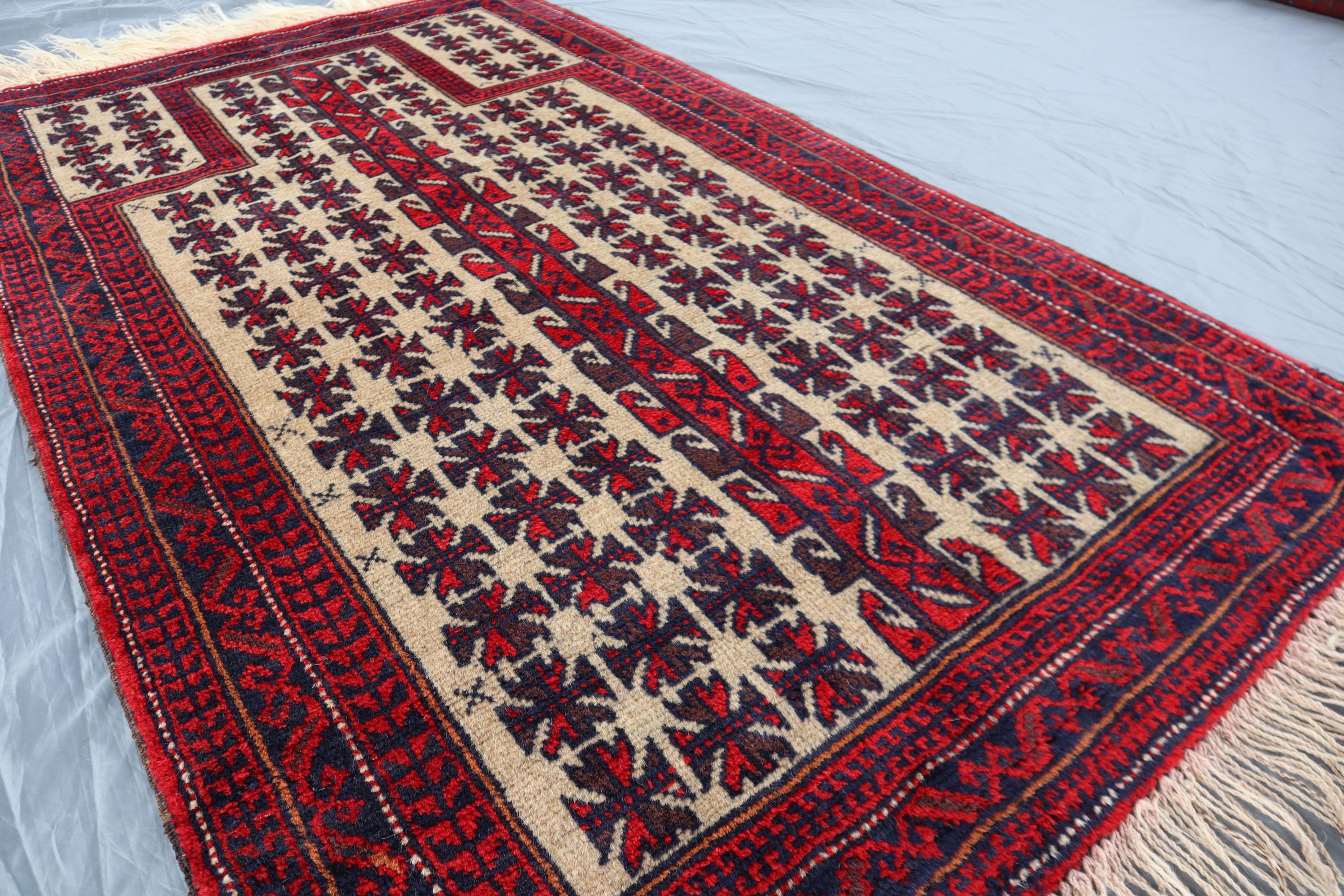 3x5 ヴィンテージ アフガニスタン 祈祷用ラグ - 部族遊牧民ウール ラグ