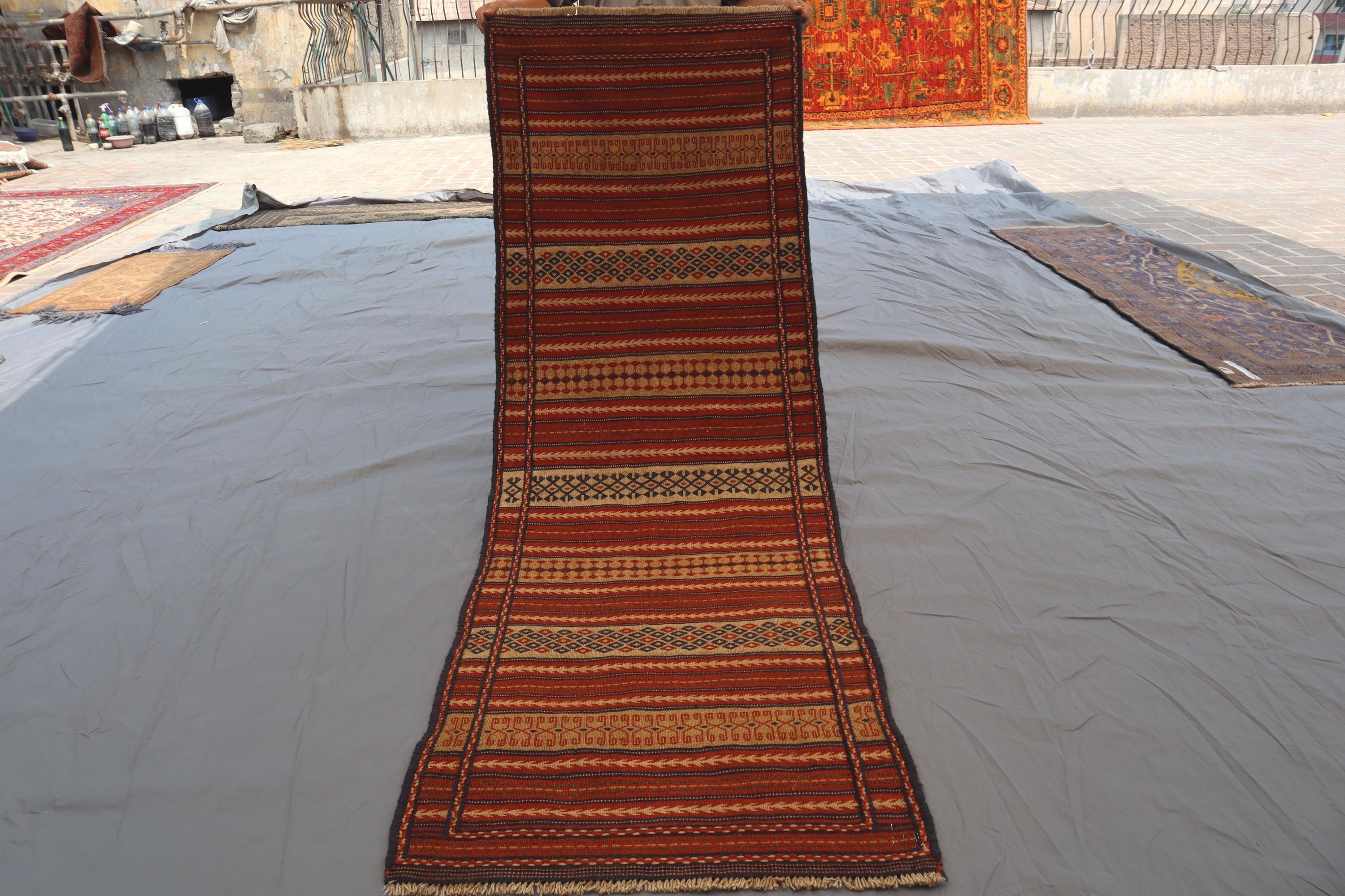 2x6 ヴィンテージ アフガン キリム ランナーラグ - トライバル