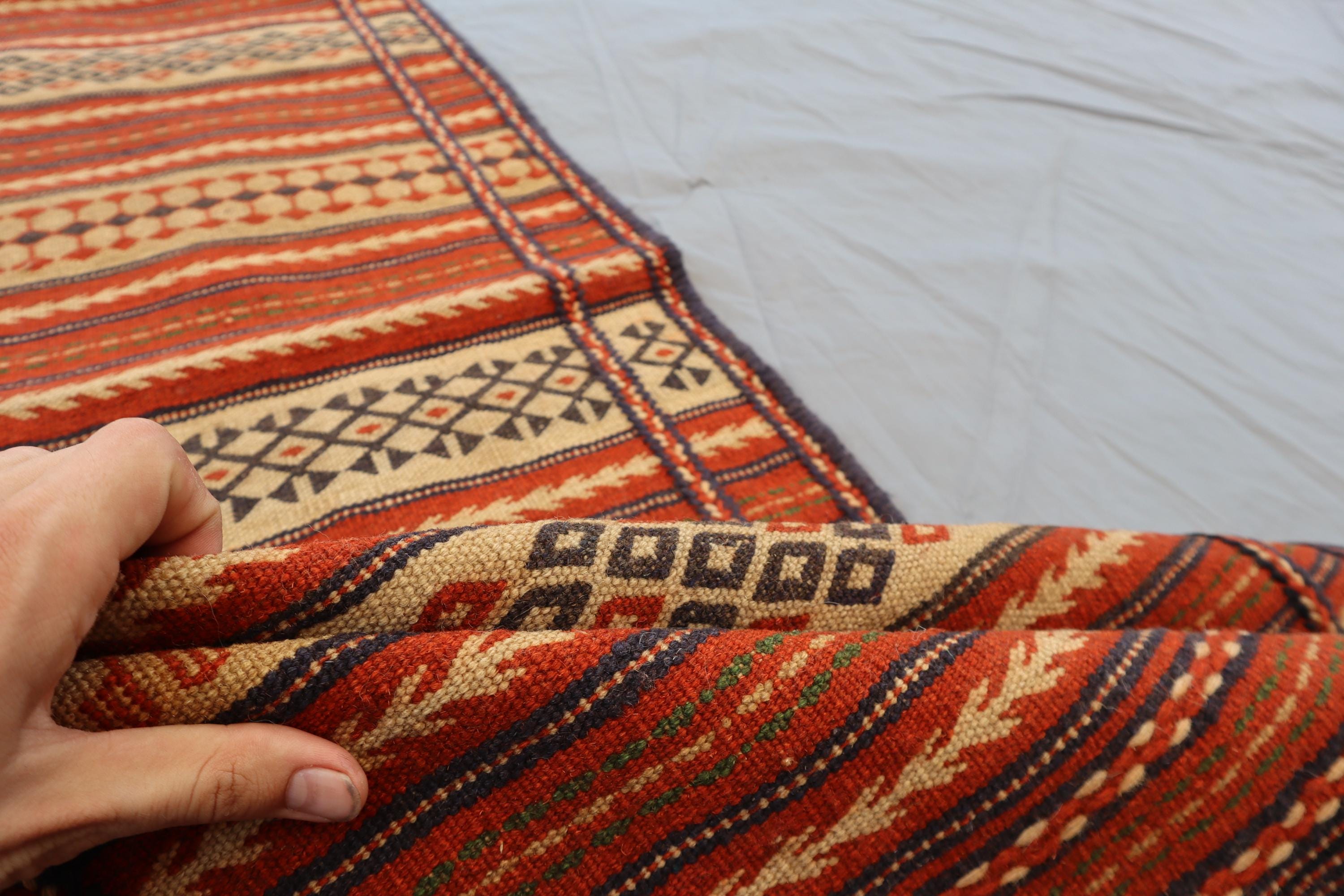 2x6 ヴィンテージ アフガン キリム ランナーラグ - トライバル