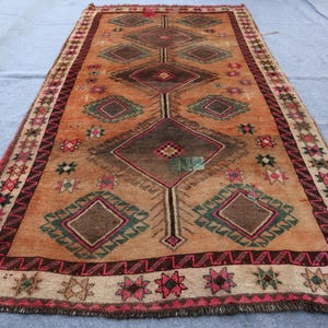 Size: 4.10 x 9.4 Feet. Fabulous handmade area Afghan rug, 100%wool rug, high quality wool weaved.