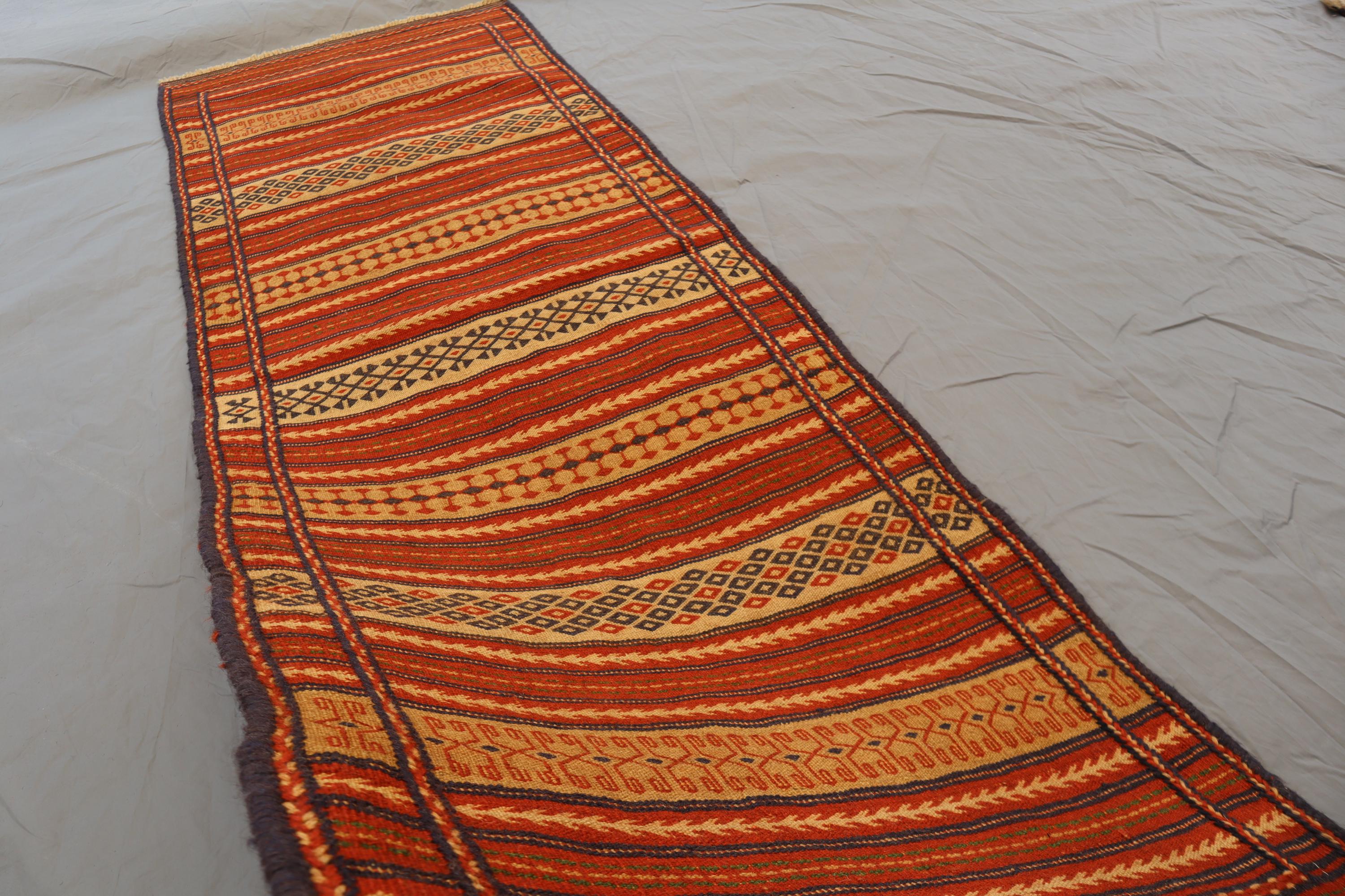 2x6 ヴィンテージ アフガン キリム ランナーラグ - トライバル