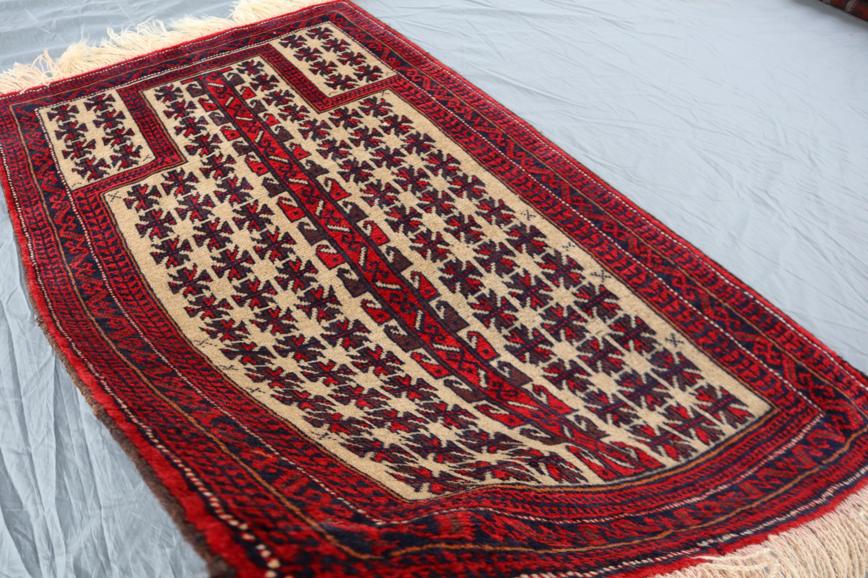 3x5 ヴィンテージ アフガニスタン 祈祷用ラグ - 部族遊牧民ウール ラグ