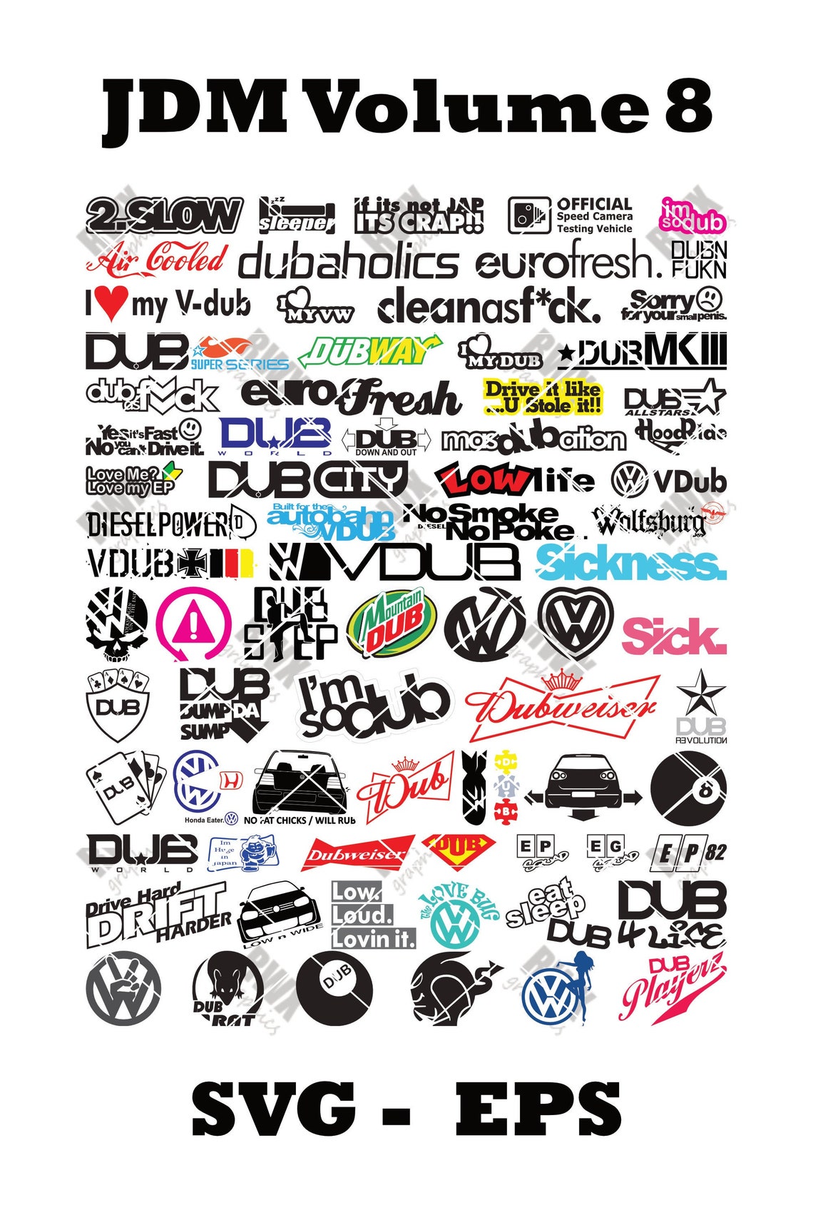 JDM Volume 8 Vector Graphics Sticker Cutting File in SVG EPS ...