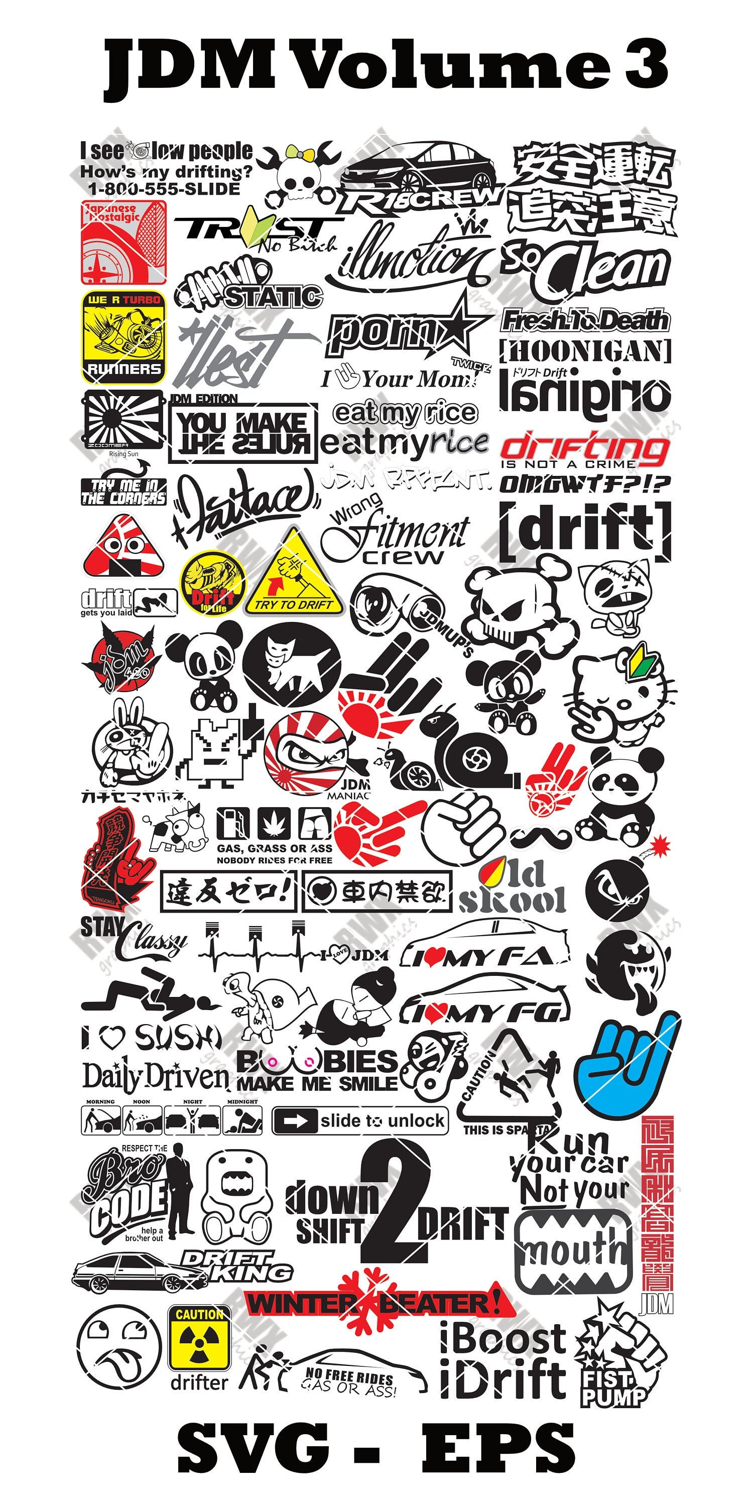 Jdm Volume 3 Vector Graphics Sticker Cutting File In Svg Eps Etsy Finland