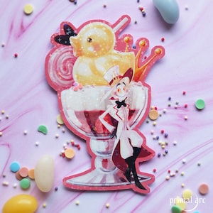 Sticker hôtel Hazbin | Sucette de Lulu | vinyle holographique avec paillettes