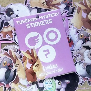 Pokemon-mysteriestickers | VIER stickers met kans op SHINY! | normaal en vliegend type: